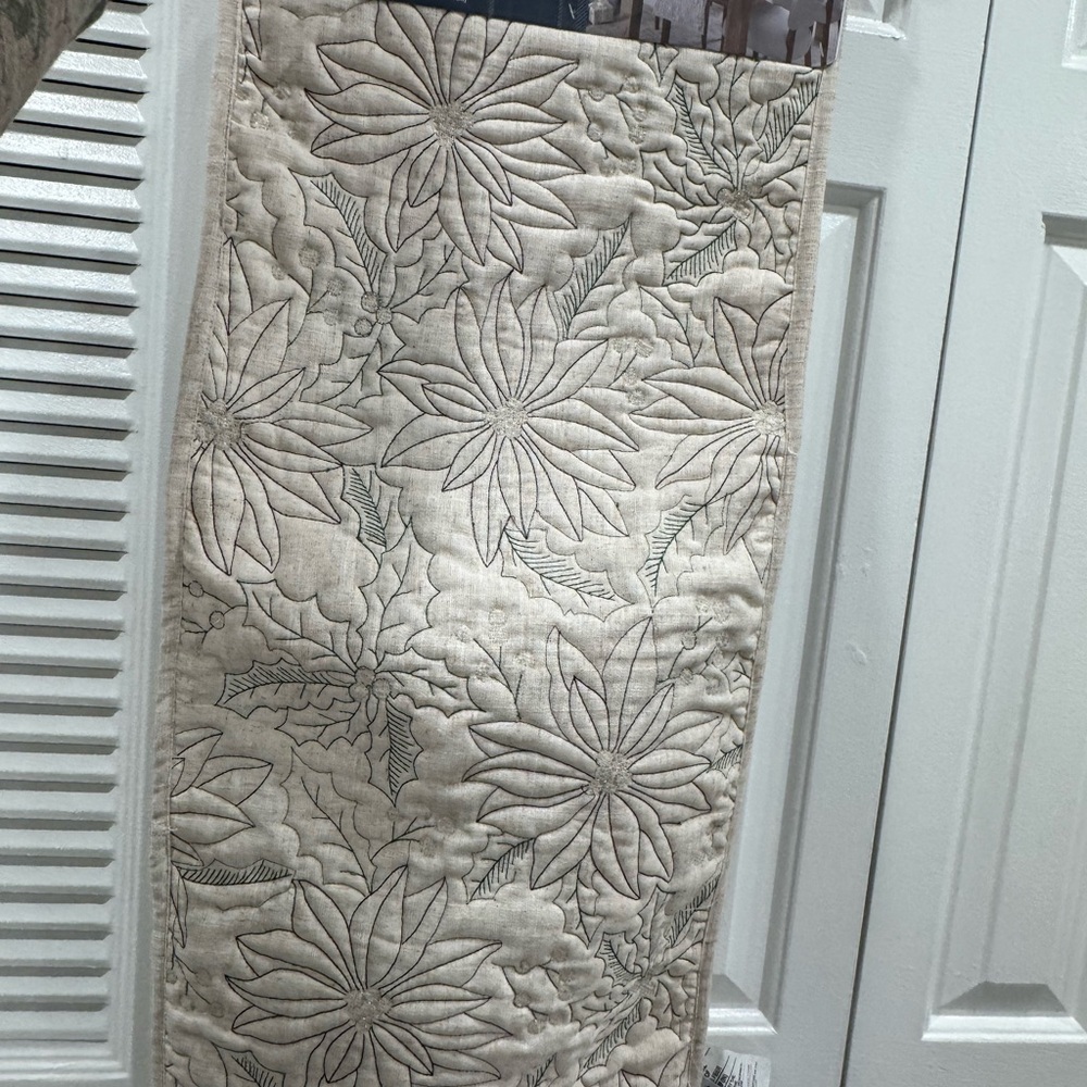 Brooks Brothers Beige Quilted Table Runner
